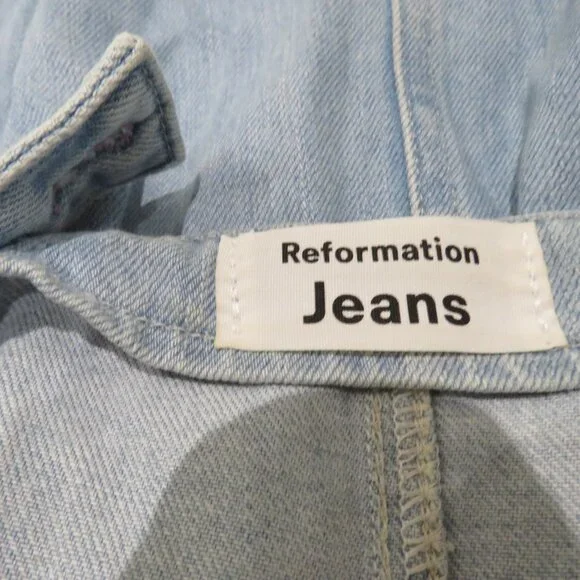 REFORMATION Farrah Chambray Denim Midi Dress Size 4 Palawan Blue Preppy Summer - Picture 15 of 16